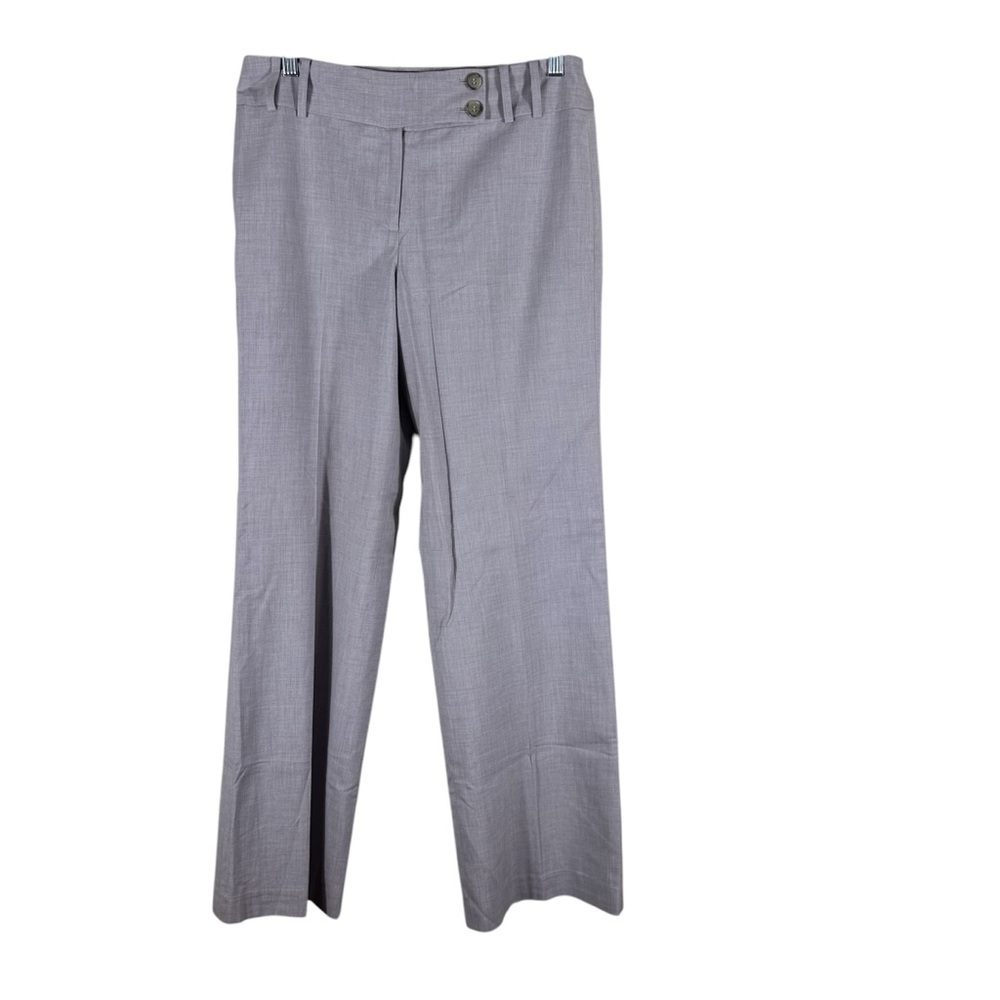 Ann Taylor Signature Fit Just Below Waist Gray Wool Blend Wide-Leg Trousers  6